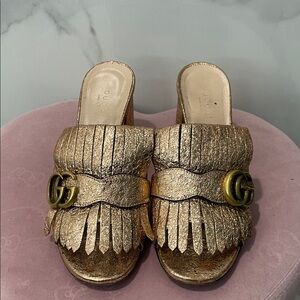 Gucci Metallic Rose Gold Women's Mules